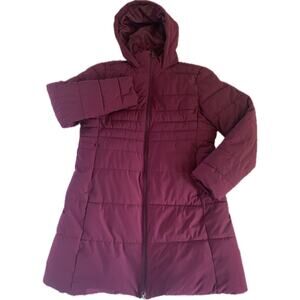 Swiss Tech Women’s Maroon Warm Long Winter Coat Size Small (4-6) Zipper Pockets